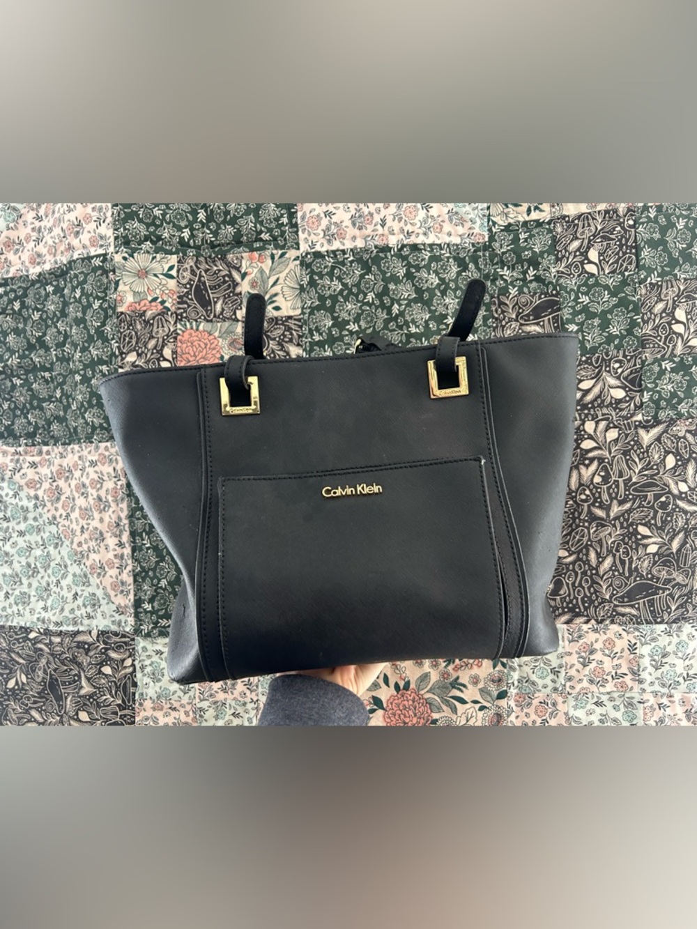 Calvin Klein Black Tote with Gold Accents